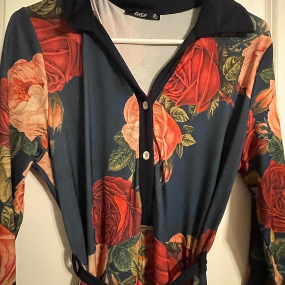 Navy Floral Dress - Picture 2 of 7